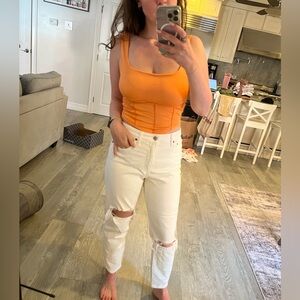 Abercrombie & Fitch Curve Love White High Rise Mom Jeans